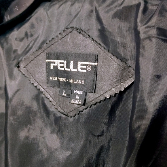 Pelle Vintage Black Leather 1980s Long Button Padded Jacket Women's Size Large - Picture 5 of 11